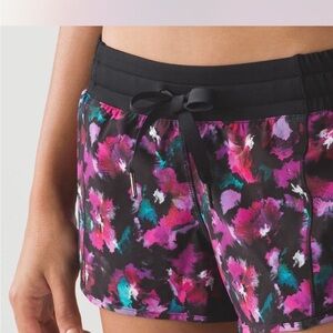 lululemon athletica Black and Pink Floral Athletic Shorts